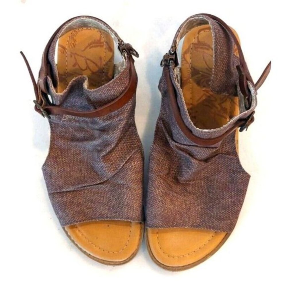 Blowfish Malibu Wedge Gladiator Women's Sandal Textile‎ Brown, Size 7.5